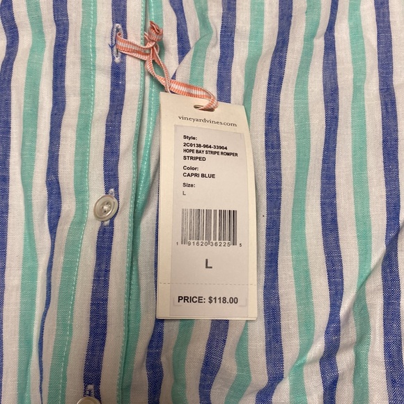 NEW Vineyard Vines Hope Bay Stripe Button Front Preppy Romper - Picture 3 of 7